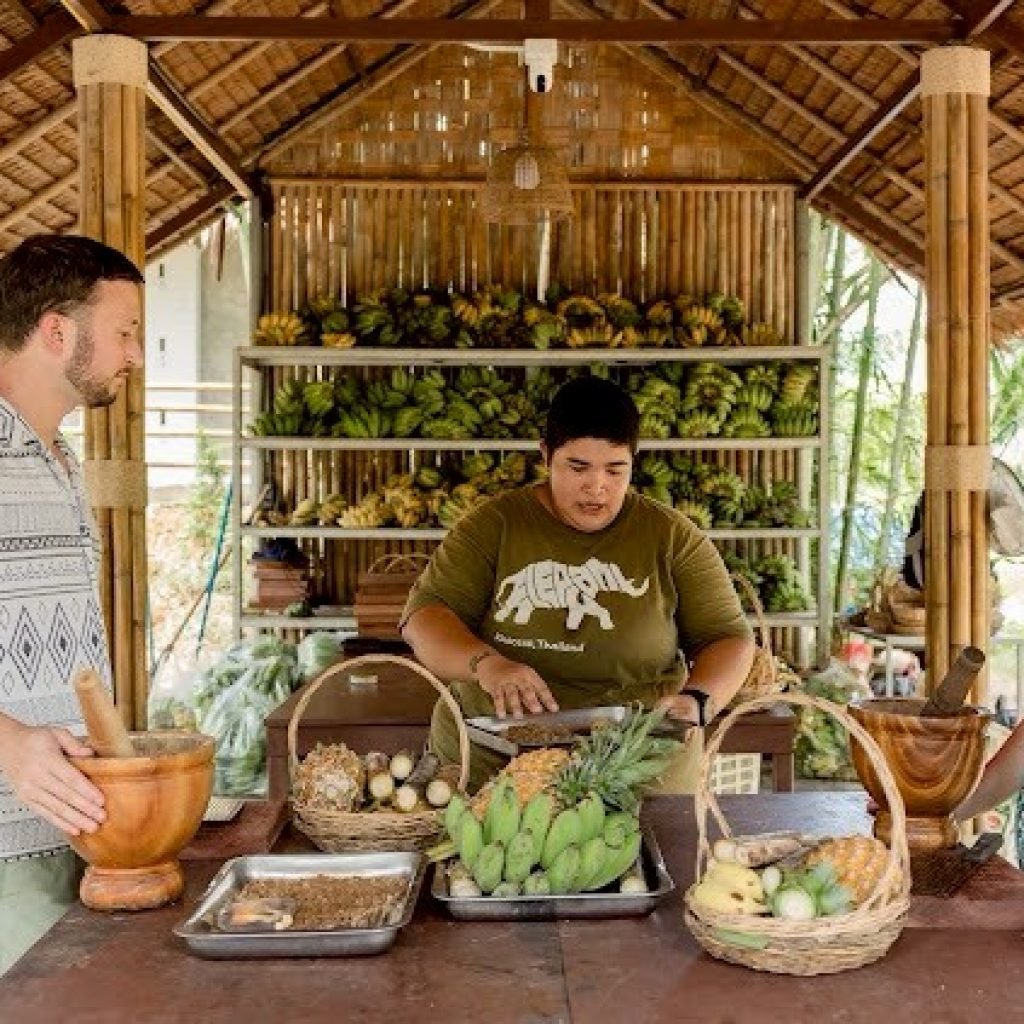 Guests participating in a traditional activity during a Khao Sok tour